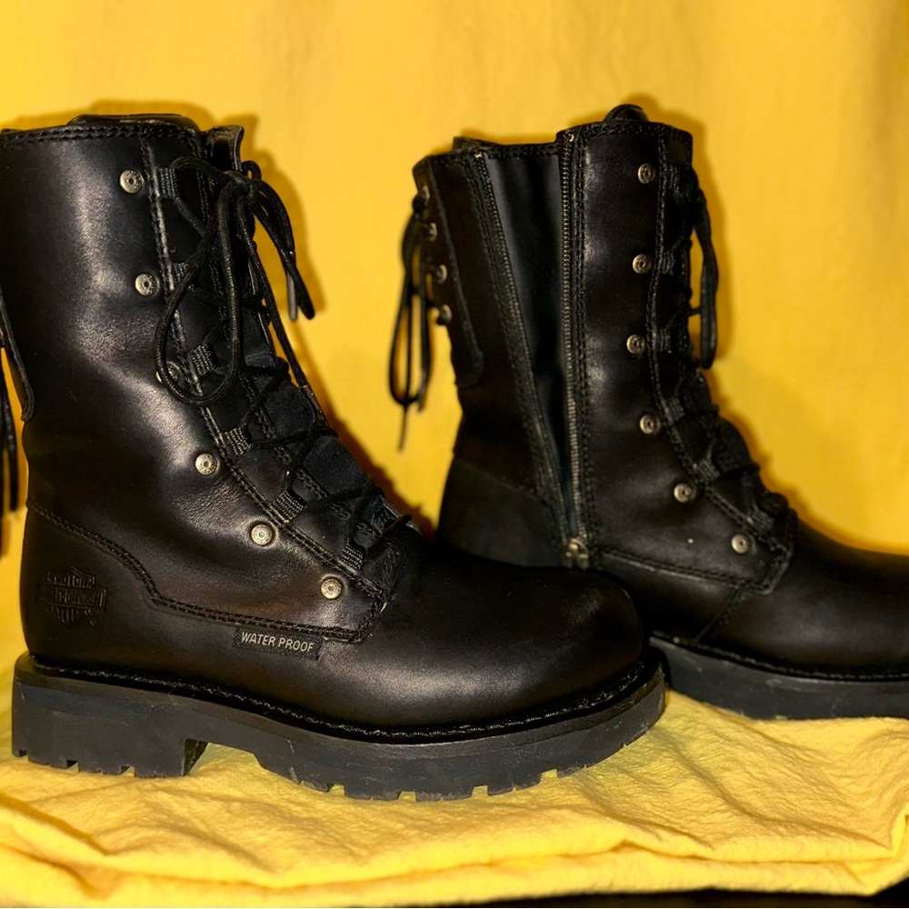 HARLEY-DAVIDSON® WOMEN'S 7 BARRISTER WATERPROOF BLACK LEATHER RIDING BOOTS